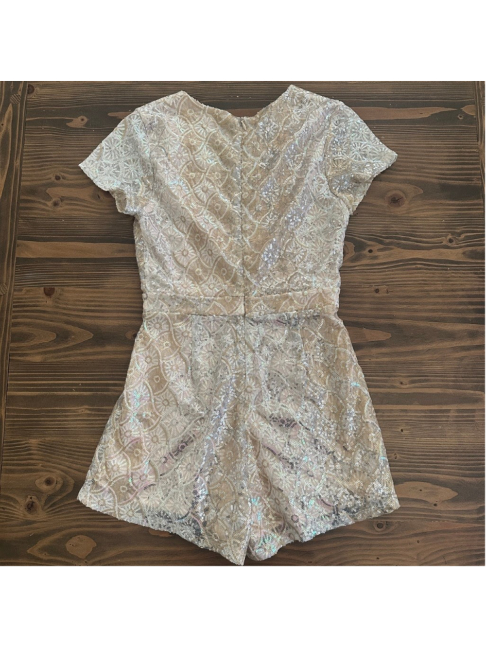 Women's GB Beige Silver Sequin Romper XS Sparkly Party Outfit New Year’s - Picture 5 of 10